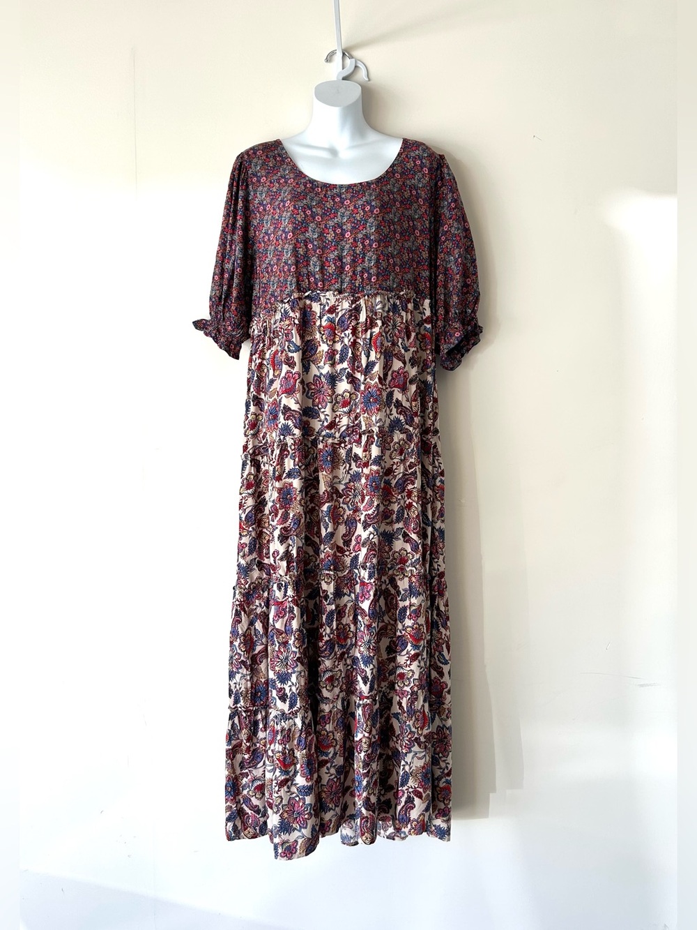 NEW Natural Life Tiered Maxi Dress XL Multicolor Floral Coquette Cottagecore